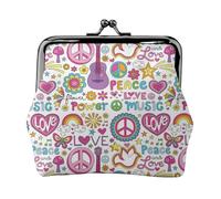 Peace Love And Dove Flower Power - Monedero de piel sintética para mujer