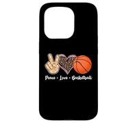 Peace Love Basketball - Bonito diseño de corazón para niñas Carcasa para iPhone 15 Pro
