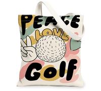 Peace Love - Bolsas de lona de golf, diseño abstracto artístico, reutilizables, bolsas de comestibles para verano, ligeras, lavables, Varios colores, 13x15 Inch