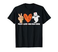 Peace Love Boo Crew Nurse Funny Halloween Costume Camiseta gráfica económica