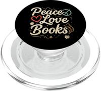 Peace Love Books Retro Teacher Librarian Graphic PopSockets PopGrip para MagSafe