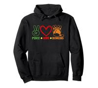 Peace Love Bowling Retro Bowler Bowling Player Ball and Pins Sudadera con Capucha