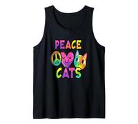 Peace Love Cats Expresión colorida Camiseta sin Mangas
