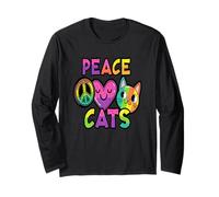 Peace Love Cats Expresión colorida Manga Larga