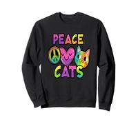 Peace Love Cats Expresión colorida Sudadera