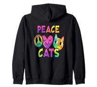 Peace Love Cats Expresión colorida Sudadera con Capucha