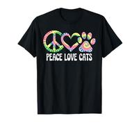 Peace Love Cats Leopardo Gatos Dueño de Gatitos Amantes de Gatos Camiseta
