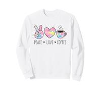 Peace Love Coffee Retro Acuarela Mano Corazón Taza Gráfico Sudadera