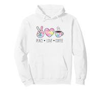 Peace Love Coffee Retro Acuarela Mano Corazón Taza Gráfico Sudadera con Capucha