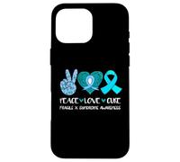 Peace Love Cure - Cinta de concienciación sobre el síndrome de X frágil Carcasa para iPhone 16 Pro Max