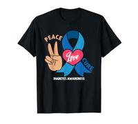 Peace Love Cure Diabetes Concientización Tipo 1 Guerrero diabético Camiseta gráfica económica