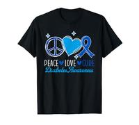 Peace Love Cure Diabetes Concientización Tipo 1 Guerrero diabético Camiseta gráfica económica