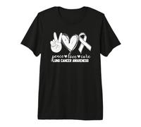 Peace Love Cure Lung Cancer Awareness Camiseta Premium
