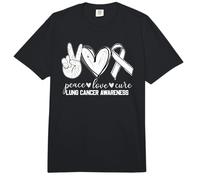 Peace Love Cure Lung Cancer Awareness Comfort Colors Adult Heavyweight T-Shirt