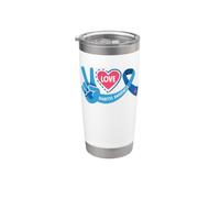Peace Love Cure Tipo 1 Diabetes Awareness T1D Blue Ribbon Vaso térmico de acero inoxidable de doble pared