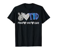 Peace Love Cure Type One Diabetes Awareness T1D Camiseta gráfica económica