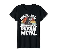 Peace Love & Death Metal Opossum - Banda de Metal para niños Camiseta, Mujer, Negro, M