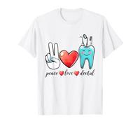 Peace Love Dental Diseño de Odontología Profesional Camiseta