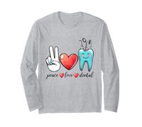Peace Love Dental Diseño de Odontología Profesional Manga Larga