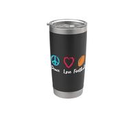 Peace Love Football - Futbolista americano Vaso térmico de acero inoxidable de doble pared