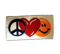Peace Love Happiness - Parches Termoadhesivos Bordados Aplique Para Ropa, Tamaño: 9,3 x 4,3 cm