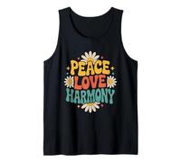 Peace Love Harmony, Hippie, Bohemio, Floral, Maravillosa Margarita Retro Camiseta sin Mangas