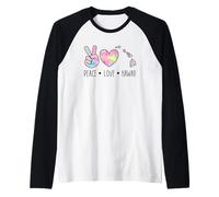 Peace Love Hawaii Acuarela Corazón Isla Aloha Art Design Camiseta Manga Raglan