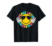 Peace Love Head Start Retro Regreso a la Escuela Profesor Camiseta