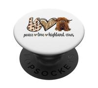 Peace Love Heifer Scottish Highland Cow Lover PopSockets PopGrip Adhesivo