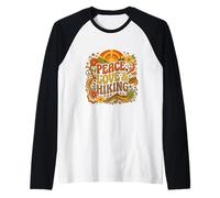 Peace Love Hiking Retro Sunset Hiking Mom Outdoor Trekking Camiseta Manga Raglan