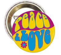 Peace & Love Hippie Anti-War Love Not War Throwback Retro Button Badge Pin, Metal, Metal