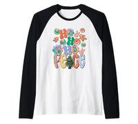Peace Love Hippie Decor Groovy and Bright Hohoho Christmas Camiseta Manga Raglan