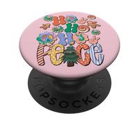 Peace Love Hippie Decor Groovy and Bright Hohoho Christmas PopSockets PopGrip Adhesivo