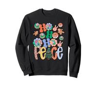 Peace Love Hippie Decor Groovy and Bright Hohoho Christmas Sudadera