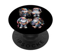 Peace Love Hippie GNOME Graphic For Women and Men Floral PopSockets PopGrip Adhesivo