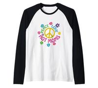 Peace Love Hot Moms - Flower Power Hippie Summer Camiseta Manga Raglan