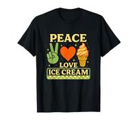 Peace Love Ice Cream Retro Sweet Treat Postre Lover Vintage Camiseta