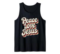 Peace Love Jesus Retro Rainbow 60s Boho Hippie Christian Camiseta sin Mangas