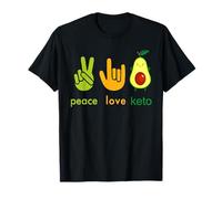 Peace Love Keto Funny Painter Aguacate Hand Sign Design Camiseta