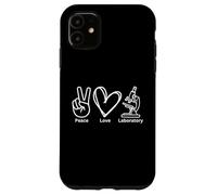 Peace Love Laboratory Lab Investigación Tech Semana Médica Divertido Carcasa para iPhone 11