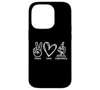 Peace Love Laboratory Lab Investigación Tech Semana Médica Divertido Carcasa para iPhone 14 Pro