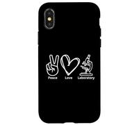 Peace Love Laboratory Lab Investigación Tech Semana Médica Divertido Carcasa para iPhone X/XS