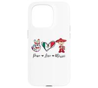 Peace Love Mexico, Mexican Gifts Souvenir Mexico Reminder Carcasa para iPhone 15 Pro