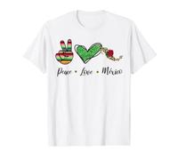 Peace Love México Souvenir Mexican Quote Spanish Badass Camiseta gráfica económica, Hombre, Blanco, L