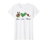 Peace Love México Souvenir Mexican Quote Spanish Badass Camiseta gráfica económica, Mujer, Blanco, L