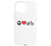 Peace Love Mountain Bikes Funny Retro MTB Biking Carcasa para iPhone 15