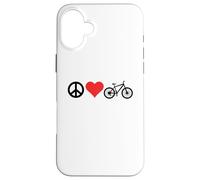 Peace Love Mountain Bikes Funny Retro MTB Biking Carcasa para iPhone 16 Plus