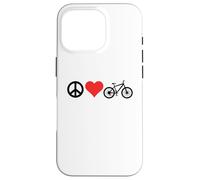 Peace Love Mountain Bikes Funny Retro MTB Biking Carcasa para iPhone 16 Pro