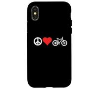 Peace Love Mountain Bikes Funny Retro MTB Biking Carcasa para iPhone X/XS