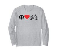 Peace Love Mountain Bikes Funny Retro MTB Biking Manga Larga